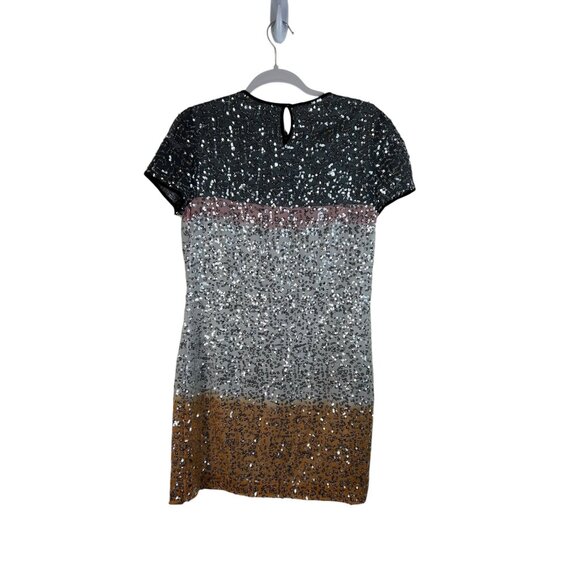 Diane Von Furstenberg Sequin Ombre Mini Dress Black/Gold Short Sleeve Womens 4 - Picture 8 of 10